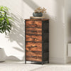 Wooden Chest Of 5 Fabric Drawers 45cm Wide With Steel Frame And Handle - Velmora