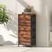 Wooden Chest Of 5 Fabric Drawers 45cm Wide With Steel Frame And Handle - Velmora