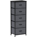 Wooden Chest Of 5 Fabric Drawers 45cm Wide With Steel Frame - Velmora