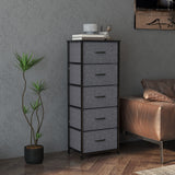 Wooden Chest Of 5 Fabric Drawers 45cm Wide With Steel Frame - Velmora