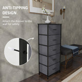 Wooden Chest Of 5 Fabric Drawers 45cm Wide With Steel Frame - Velmora