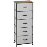Wooden Chest Of 5 Fabric Drawers 45cm Wide With Steel Frame - Velmora