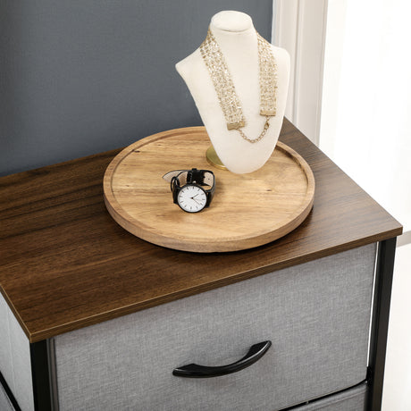 Wooden Chest Of 5 Fabric Drawers 45cm Wide With Steel Frame - Velmora