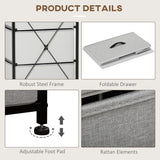 Wooden Chest Of 5 Fabric Drawers 45cm Wide With Steel Frame - Velmora