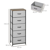 Wooden Chest Of 5 Fabric Drawers 45cm Wide With Steel Frame - Velmora