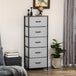 Wooden Chest Of 5 Fabric Drawers 45cm Wide With Steel Frame - Velmora