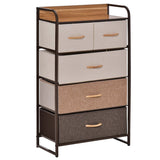 Wooden Chest Of 5 Fabric Drawers 58cm Wide With Steel Frame - Velmora