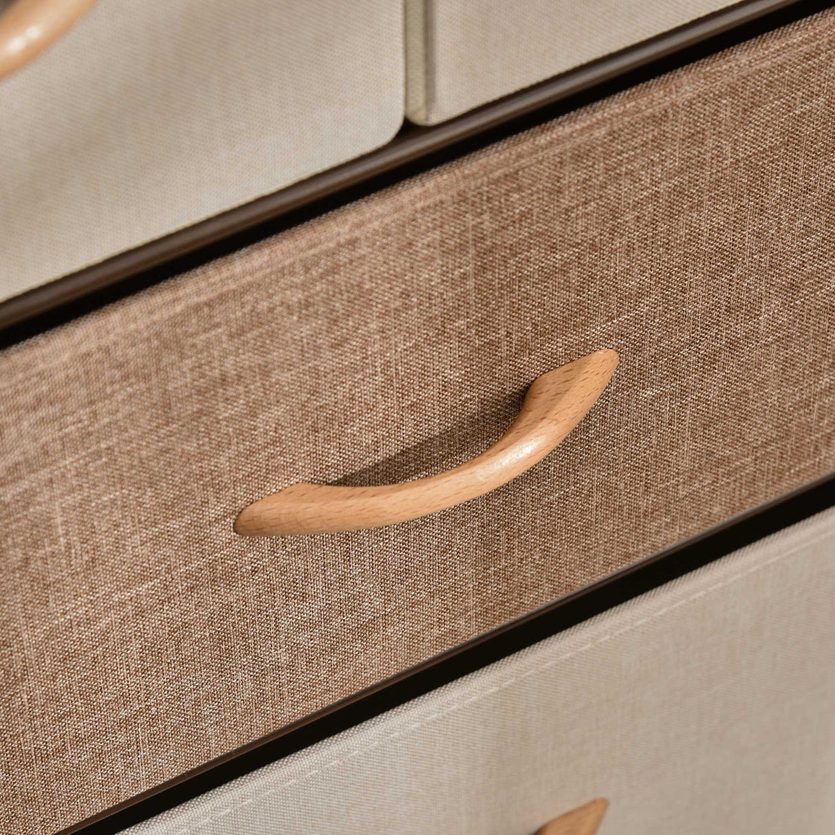 Wooden Chest Of 5 Fabric Drawers 58cm Wide With Steel Frame - Velmora