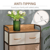 Wooden Chest Of 5 Fabric Drawers 58cm Wide With Steel Frame - Velmora