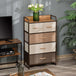 Wooden Chest Of 5 Fabric Drawers 58cm Wide With Steel Frame - Velmora