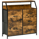 Wooden Chest Of 5 Fabric Drawers 83.5cm Wide With Steel Frame - Velmora