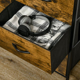 Wooden Chest Of 5 Fabric Drawers 83.5cm Wide With Steel Frame - Velmora
