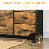 Wooden Chest Of 5 Fabric Drawers 83.5cm Wide With Steel Frame - Velmora