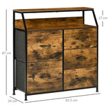 Wooden Chest Of 5 Fabric Drawers 83.5cm Wide With Steel Frame - Velmora