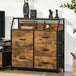 Wooden Chest Of 5 Fabric Drawers 83.5cm Wide With Steel Frame - Velmora
