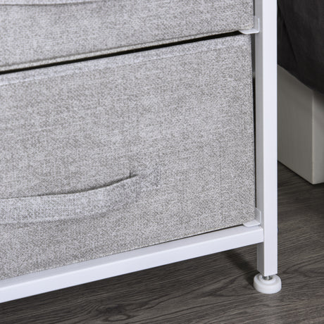 Wooden Chest Of 5 Fabric Drawers 83cm Wide With Metal Frame - Velmora