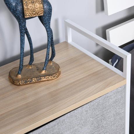 Wooden Chest Of 5 Fabric Drawers 83cm Wide With Metal Frame - Velmora