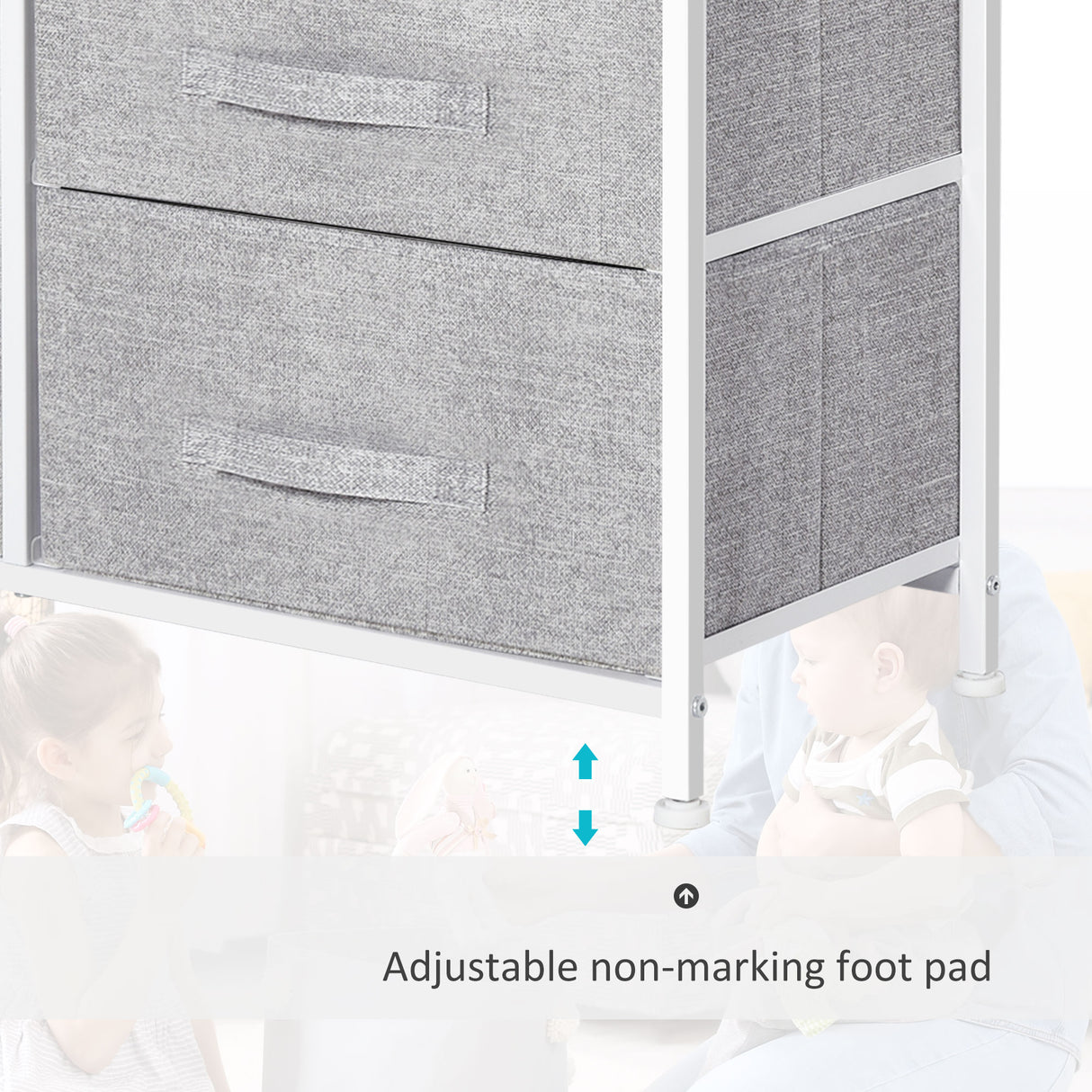 Wooden Chest Of 5 Fabric Drawers 83cm Wide With Metal Frame - Velmora