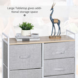 Wooden Chest Of 5 Fabric Drawers 83cm Wide With Metal Frame - Velmora