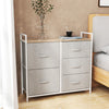 Wooden Chest Of 5 Fabric Drawers 83cm Wide With Metal Frame - Velmora