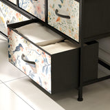 Wooden Chest Of 5 Fabric Drawers 98cm Wide With Steel Frame And Handle - Velmora