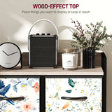 Wooden Chest Of 5 Fabric Drawers 98cm Wide With Steel Frame And Handle - Velmora