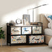 Wooden Chest Of 5 Fabric Drawers 98cm Wide With Steel Frame And Handle - Velmora