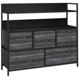 Wooden Chest Of 5 Fabric Drawers 98cm Wide With Steel Frame - Velmora