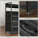 Wooden Chest Of 5 Fabric Drawers 98cm Wide With Steel Frame - Velmora