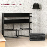 Wooden Chest Of 5 Fabric Drawers 98cm Wide With Steel Frame - Velmora
