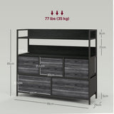 Wooden Chest Of 5 Fabric Drawers 98cm Wide With Steel Frame - Velmora
