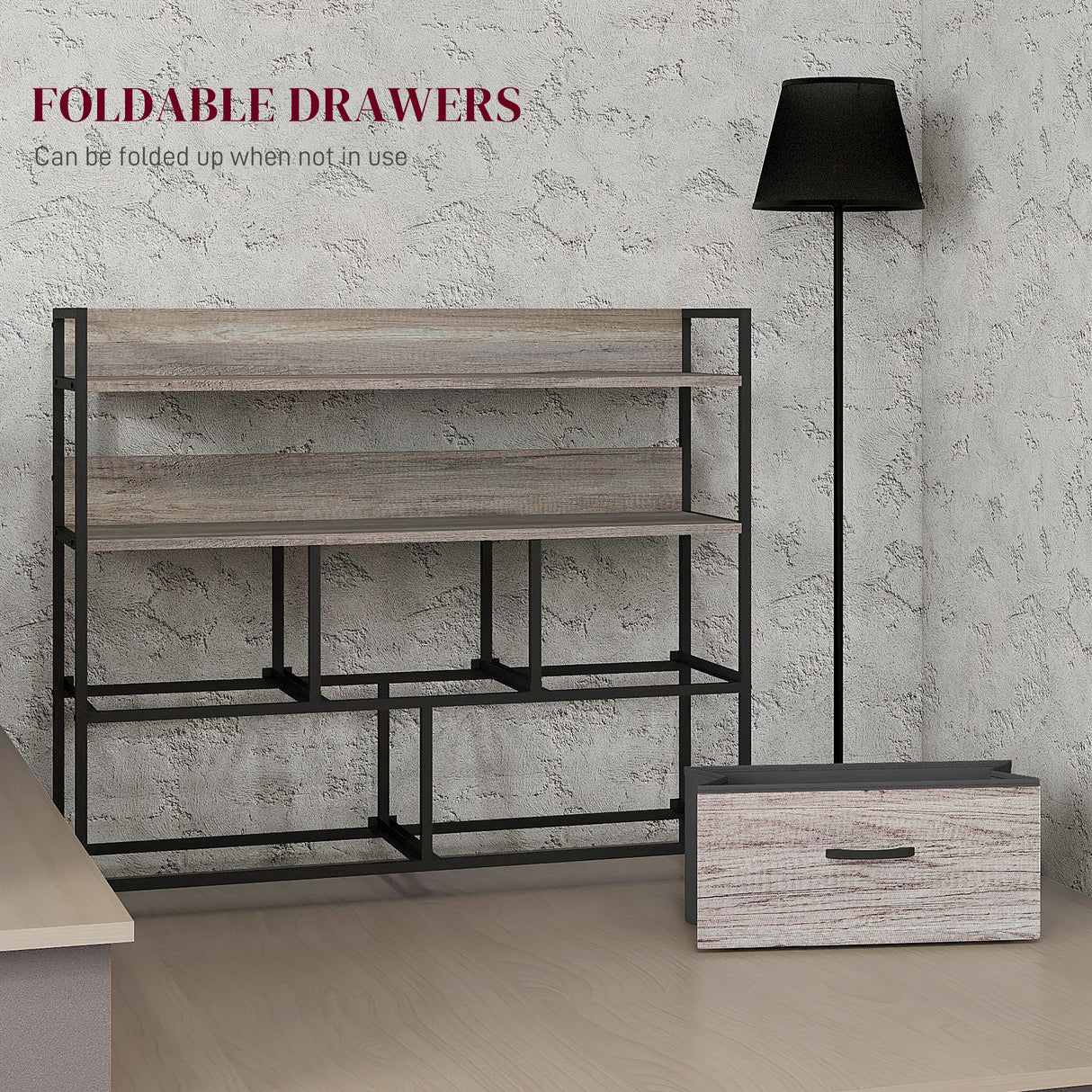 Wooden Chest Of 5 Fabric Drawers 98cm Wide With Steel Frame - Velmora