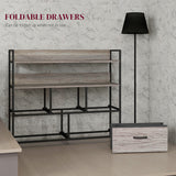 Wooden Chest Of 5 Fabric Drawers 98cm Wide With Steel Frame - Velmora