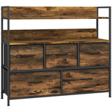 Wooden Chest Of 5 Fabric Drawers 98cm Wide With Steel Frame - Velmora