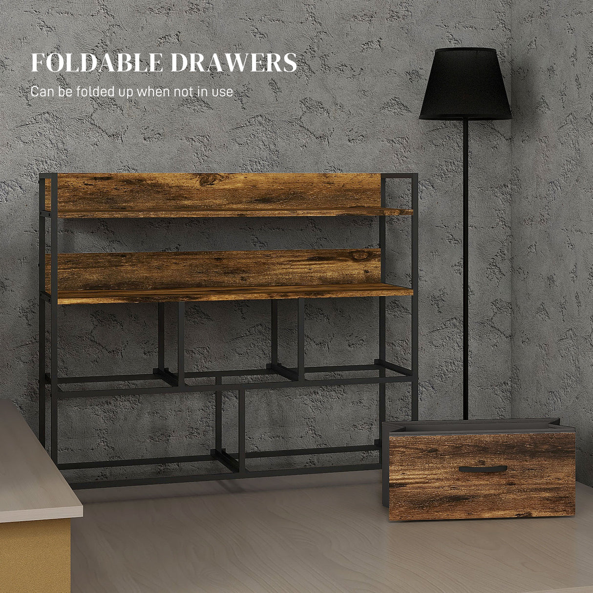 Wooden Chest Of 5 Fabric Drawers 98cm Wide With Steel Frame - Velmora