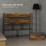 Wooden Chest Of 5 Fabric Drawers 98cm Wide With Steel Frame - Velmora