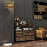 Wooden Chest Of 5 Fabric Drawers 98cm Wide With Steel Frame - Velmora