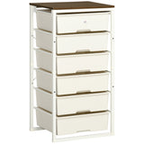 Wooden Chest Of 5 Plastic Drawers 41.5cm Wide With Steel Frame - Velmora