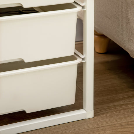 Wooden Chest Of 5 Plastic Drawers 41.5cm Wide With Steel Frame - Velmora