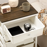 Wooden Chest Of 5 Plastic Drawers 41.5cm Wide With Steel Frame - Velmora