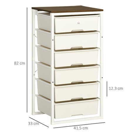 Wooden Chest Of 5 Plastic Drawers 41.5cm Wide With Steel Frame - Velmora