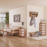Wooden Chest Of 5 Wicker Drawers 40cm Wide - Velmora