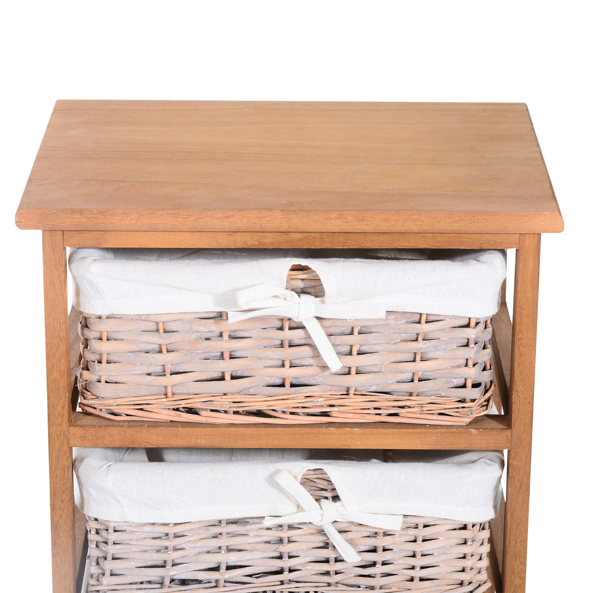 Wooden Chest Of 5 Wicker Drawers 40cm Wide - Velmora
