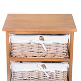 Wooden Chest Of 5 Wicker Drawers 40cm Wide - Velmora