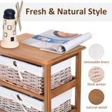 Wooden Chest Of 5 Wicker Drawers 40cm Wide - Velmora