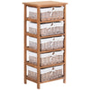 Wooden Chest Of 5 Wicker Drawers 40cm Wide - Velmora