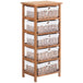 Wooden Chest Of 5 Wicker Drawers 40cm Wide - Velmora