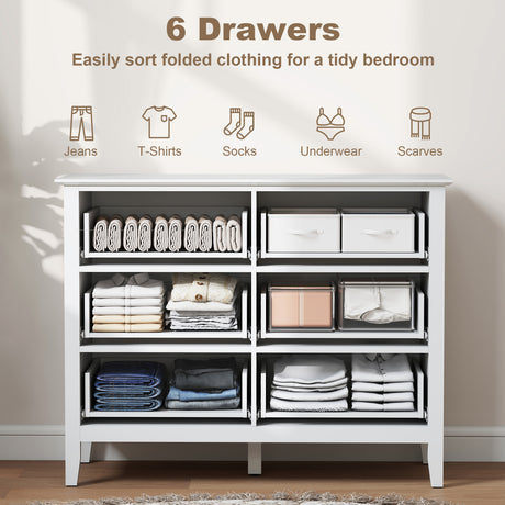 Wooden Chest Of 6 Drawers 100cm Wide - Velmora