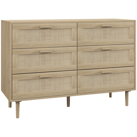 Wooden Chest Of 6 Drawers 110cm Wide - Velmora
