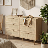 Wooden Chest Of 6 Drawers 110cm Wide - Velmora